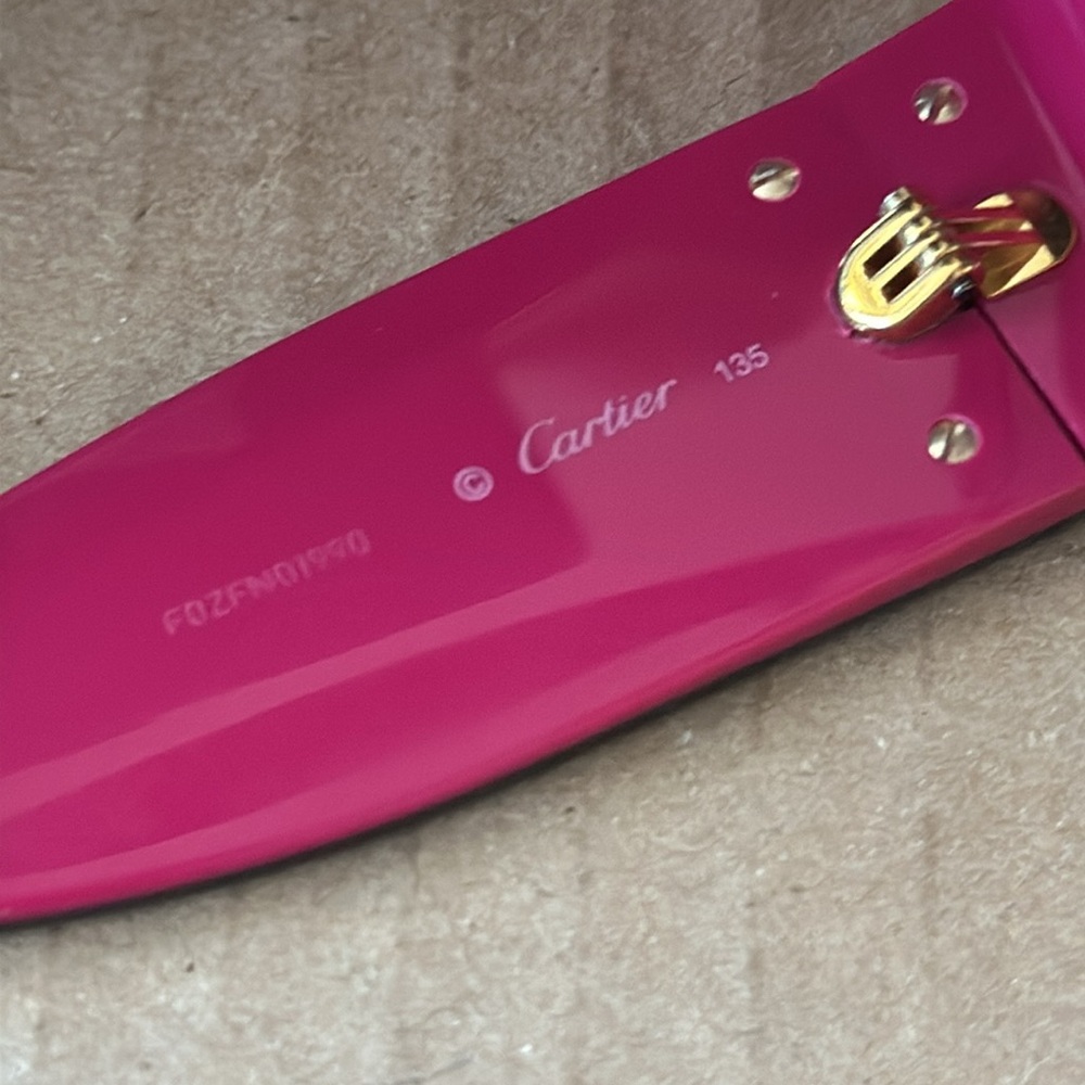 ⭐️SALE⭐️ Cartier CT0304S Pink & Black Sunglasses with Gold Accents Gray Lens EUC - Picture 5 of 13